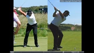 Jon Rahm golf swing  Long Iron faceon amp downtheline July 2017 [upl. by Initof]