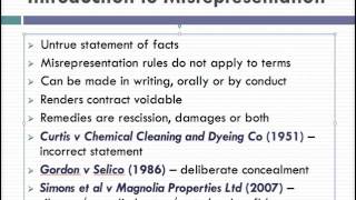 Misrepresentation Lecture 1 of 4 [upl. by Anivad]